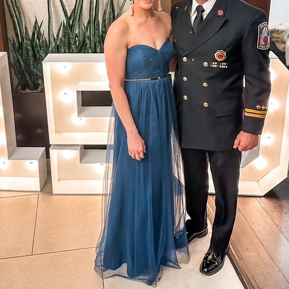 Jenny Yoo "Annabelle" Convertible Teal Blue Gown Size 2 - Picture 2 of 6